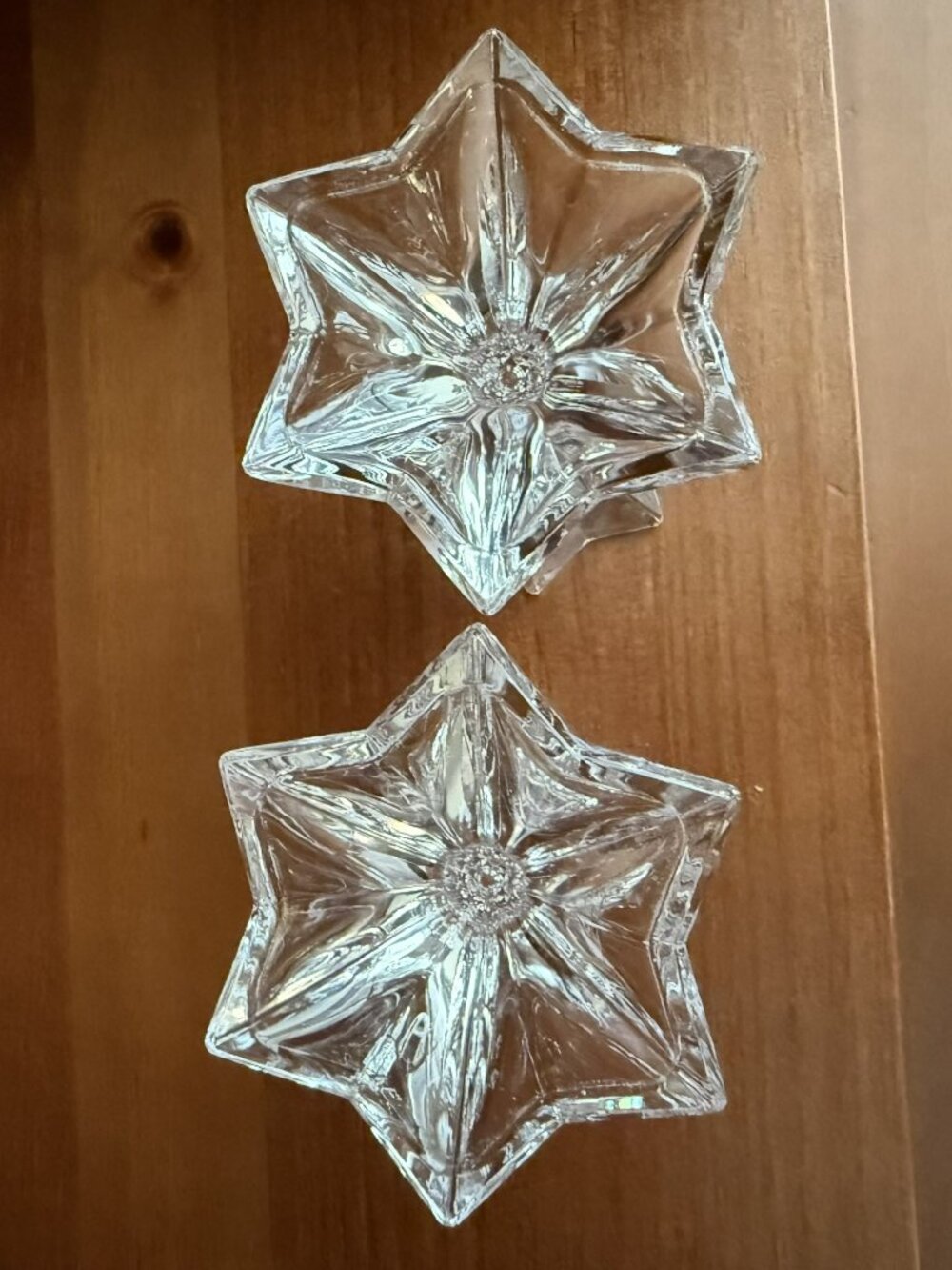 Mikasa Austria Firestar Crystal Star Shaped Candle Sticks Holder Set - Picture 2 of 5